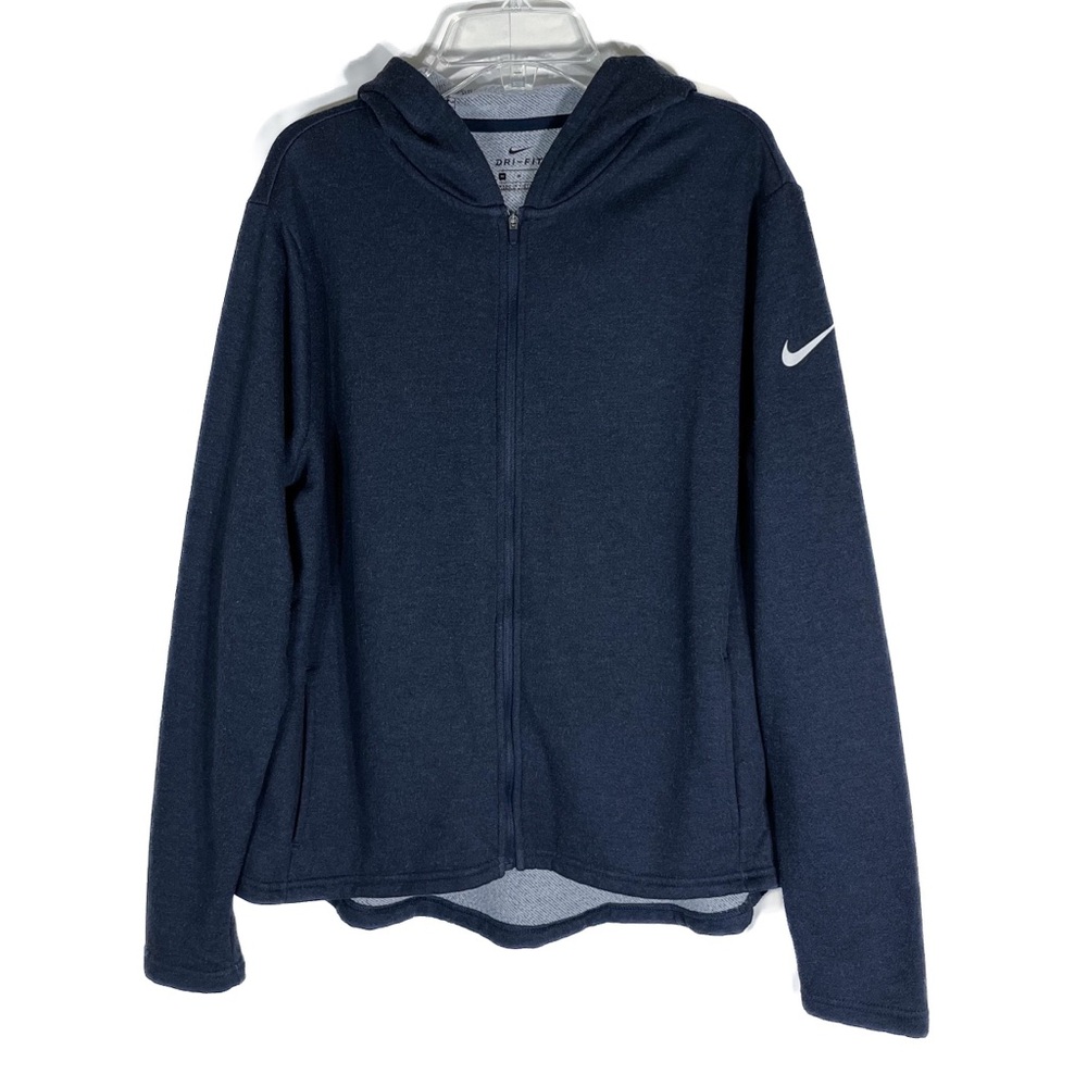 Nike Women's Zip-Up Hoodie Sweatshirt Size Medium Blue Dri-Fit Swoosh EUC